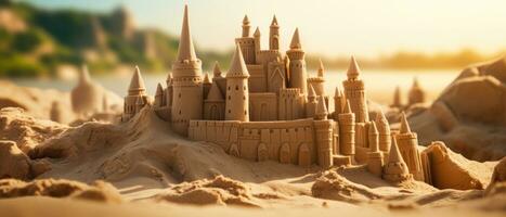 AI generated Enchanting desert sandcastles, detailed and dramatic. AI generative. photo