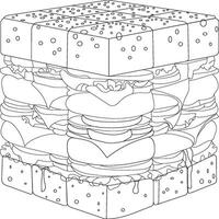 hamburguesa adultos colorante página vector