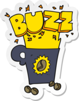 sticker of a cartoon crazy powerful coffee png