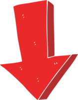 flat color illustration of a cartoon arrow pointing down png