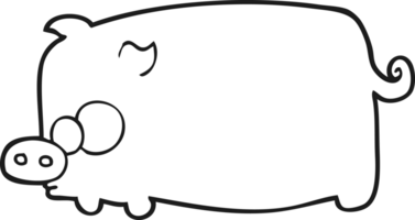 cerdo de dibujos animados en blanco y negro png