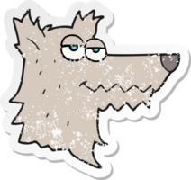 retro noodlijdende sticker van een cartoon wolfskop png