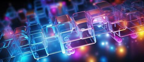 AI generated Morphism fluorescent elements and futuristic concept create a cybernetic atmosphere. photo