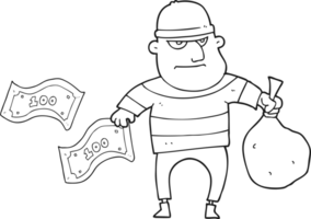 black and white cartoon bank robber png