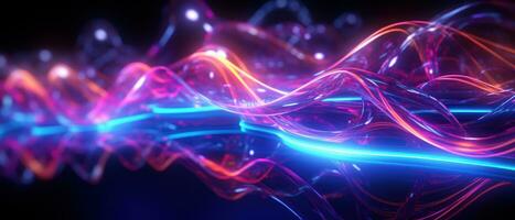 AI generated Dive into the world of morphism with this fluorescent abstract wave. photo
