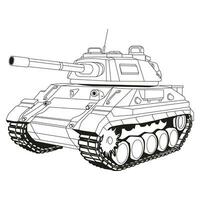 Main battle tank Doodle. Coloring Page. Armored fighting vehicle. Special military transport. vector