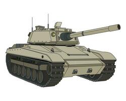 Main battle tank Coloring Page. Sand camouflage color. Armored fighting vehicle. Special military transport. vector