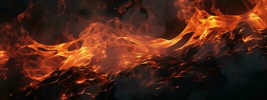 AI generated Captivating fire scene, pitch-black background,. AI generative. photo