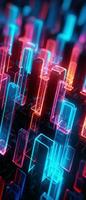 AI generated Explore the virtual world with this 3D abstract background. The futuristic architecture and cyber connections. photo