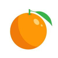 fresh orange with green leaf illustration on a white background. vector