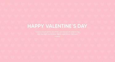 Pink background with heart motif. Happy valentine's day. Decorative holiday banner, poster, romantic flyer. vector