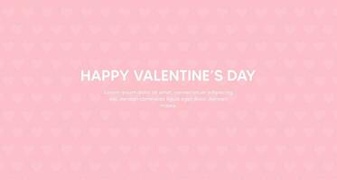 Pink background with heart motif. Happy valentine's day. Decorative holiday banner, poster, romantic flyer. vector