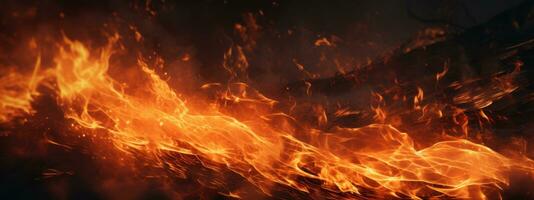 AI generated Captivating fire scene, pitch-black background,. AI generative. photo