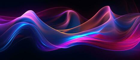 AI generated Glowing neon waves in red and violet bring a sense of motion and energy. photo