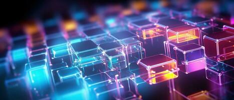 AI generated Morphism fluorescent elements and futuristic concept create a cybernetic atmosphere. photo