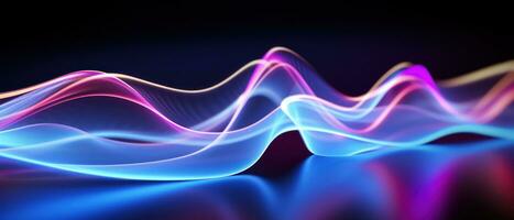 AI generated Mesmerizing abstract light waves in blue and purple. AI generative. photo