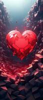 AI generated Centered red heart in darkness, capturing the essence of love. AI generative. photo