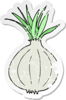 retro distressed sticker of a cartoon onion png