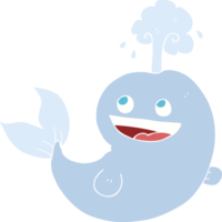 flat color illustration of a cartoon whale spouting water png