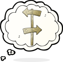 thought bubble cartoon wooden direction sign png