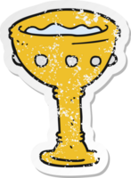 retro distressed sticker of a cartoon goblet png