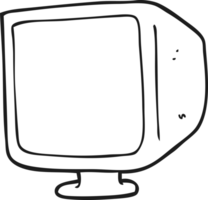 black and white cartoon old computer monitor png