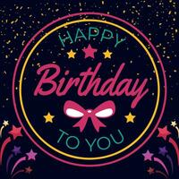 Happy birthday party background with text and colorful tools vector