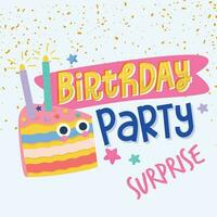 Happy birthday party background with text and colorful tools vector