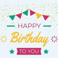 Happy birthday party background with text and colorful tools vector