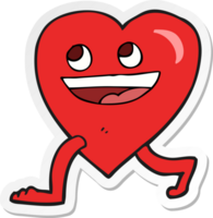 pegatina de un corazón caminando de dibujos animados png