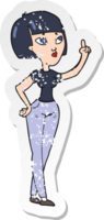 retro distressed sticker of a cartoon woman asking question png