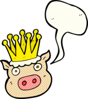 comic book speech bubble cartoon crowned pig png