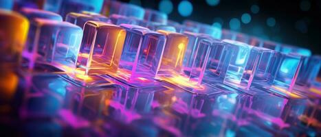 AI generated Morphism fluorescent elements and futuristic concept create a cybernetic atmosphere. photo