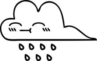 line drawing cartoon storm rain cloud png