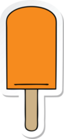 sticker of a quirky hand drawn cartoon orange ice lolly png