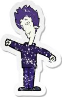 retro noodlijdende sticker van een cartoon vampier man png