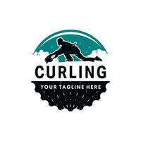 Curling Vector logo design template