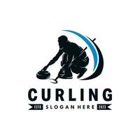 Curling Vector logo design template