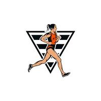 Running Girl silhouette Logo Design vector