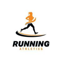 Running Girl silhouette Logo Design vector