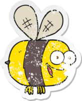 retro distressed sticker of a cartoon bee png
