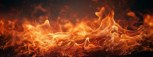 AI generated Captivating fire scene, pitch-black background,. AI generative. photo