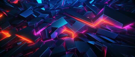 AI generated Modern neon design with hexagonal patterns and electric vibes. photo