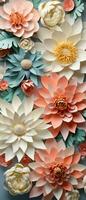AI generated Bring the charm of vintage floral patterns to your projects with this decorative design. photo
