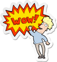 sticker of a cartoon amazed man png