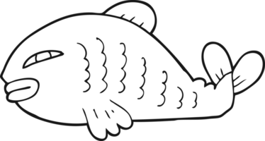 noir et blanc dessin animé poisson png