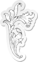 sticker of a traditional hand drawn floral swirl png