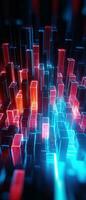 AI generated Explore the virtual world with this 3D abstract background. The futuristic architecture and cyber connections. photo