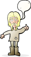 cartone animato hippie uomo dando pollici su simbolo con discorso bolla png