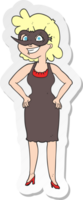 sticker of a cartoon woman wearing mask png